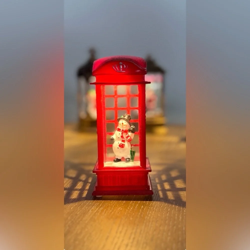Vintage Snowman Lantern Lamp – Warm White LED Holiday Snow Globe